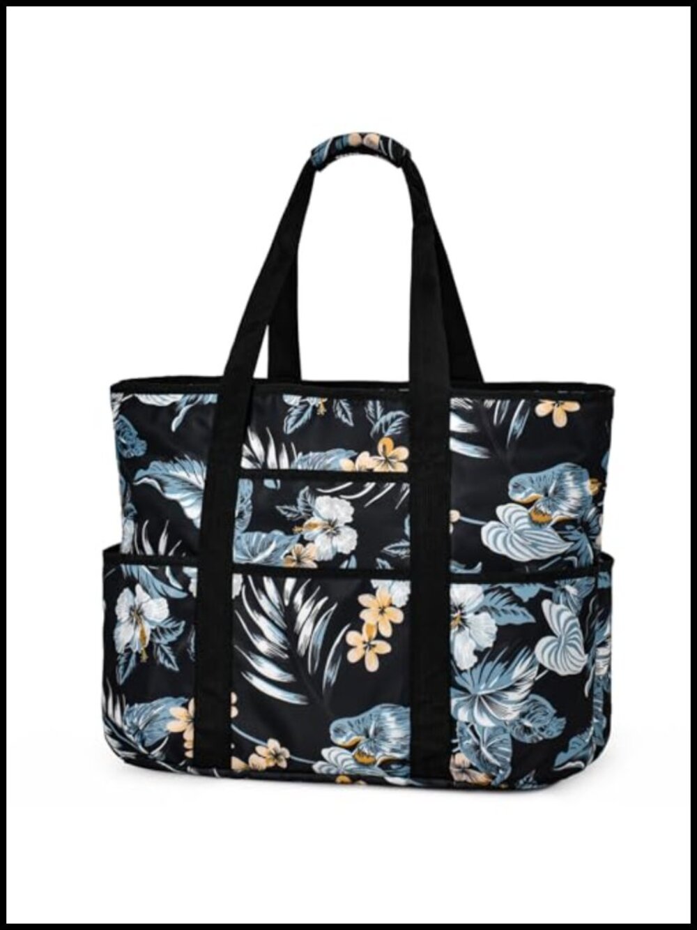 Large Waterproof Beach Tote Bag with Zipper Pockets Sandproof Travel Tote